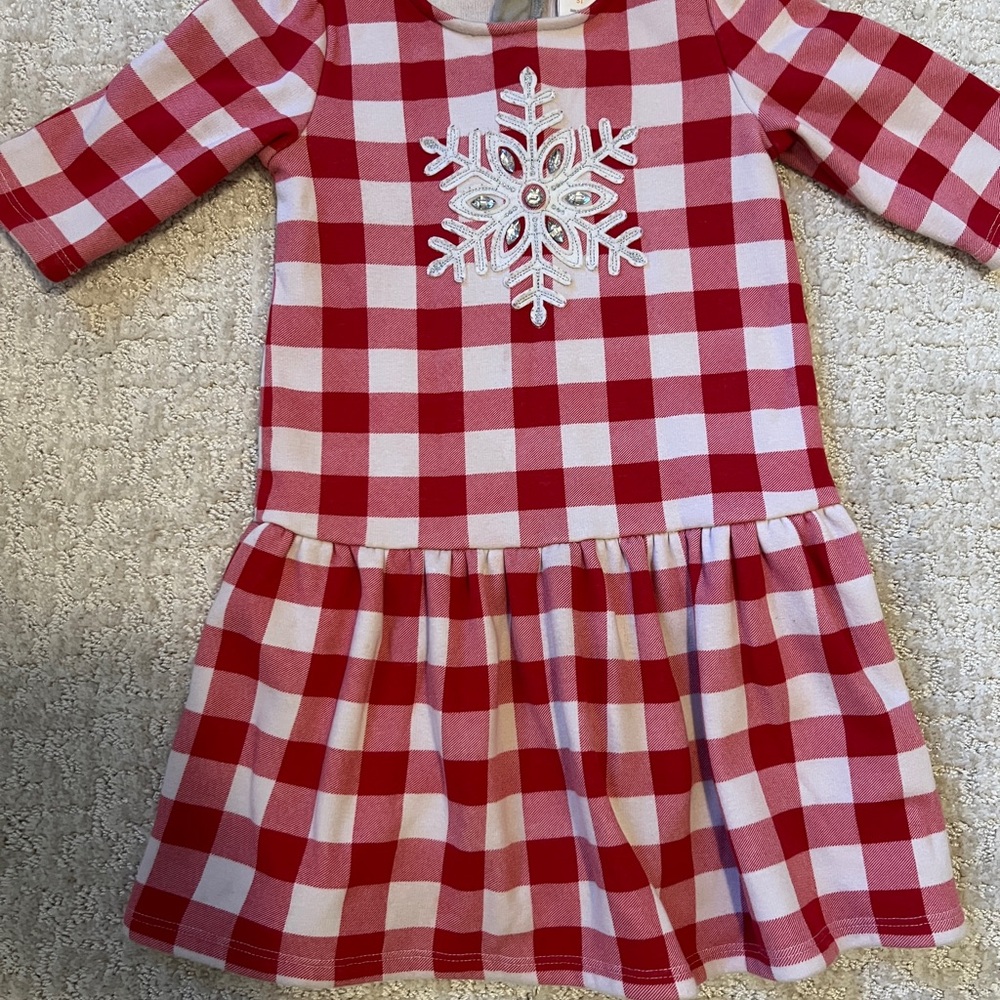Gymboree Red and White Checkered Dress with Snowflake